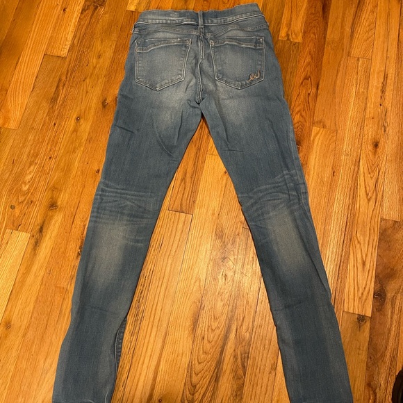 Express Jeans- Leggings Mid Rise light blue jeans button up, 0R - Picture 3 of 10